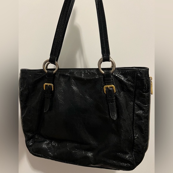 Authentic Vintage Prada Black Cervo Lux Leather Shine Tote bag - Picture 5 of 14